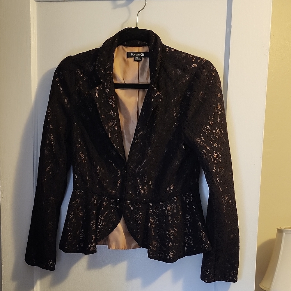 Forever 21 Black Lace Blazer Elegant Formal Wear